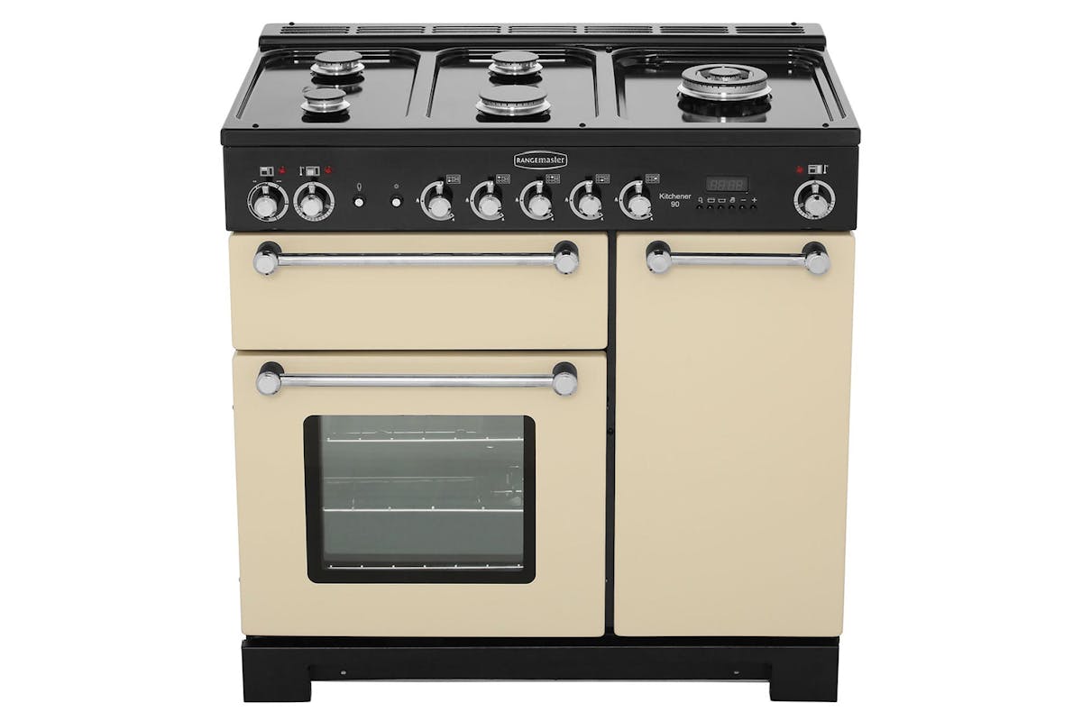 Rangemaster Kitchener 90cm Dual Fuel Range Cooker | KCH90DFFCR/C | Cream-5