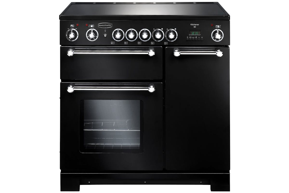 Rangemaster Kitchener 90cm Electric Ceramic Range Cooker | KCH90ECBL/C | Black