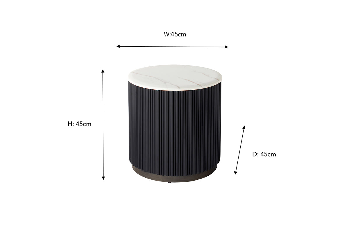 Kolbi Round Side Table | Black/White-2