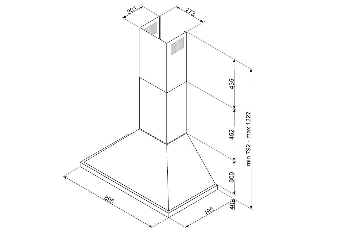Smeg 90cm Chimney Hood | KPF9X | Steel-4