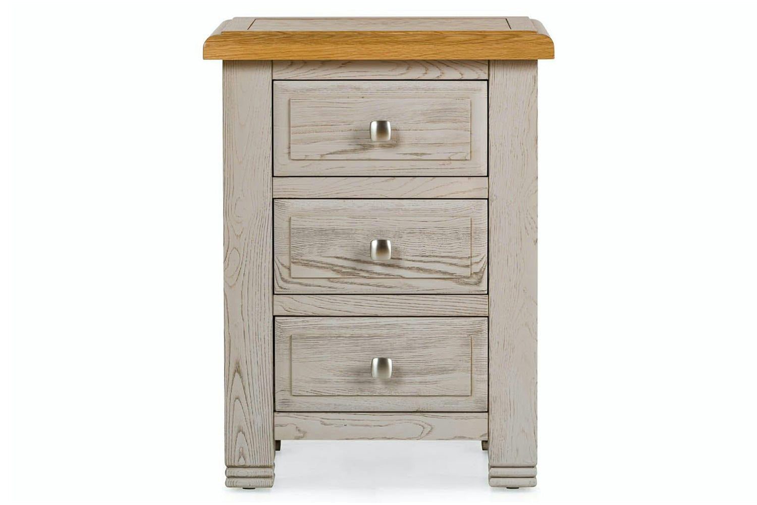Lancaster Bedside Locker | 3 Drawer | Aged Grey/Oak