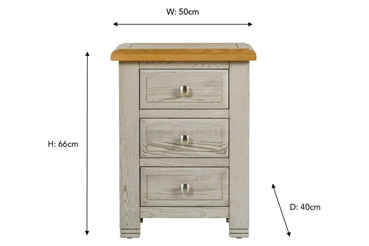 Lancaster Bedside Locker | 3 Drawer | Aged Grey/Oak-3