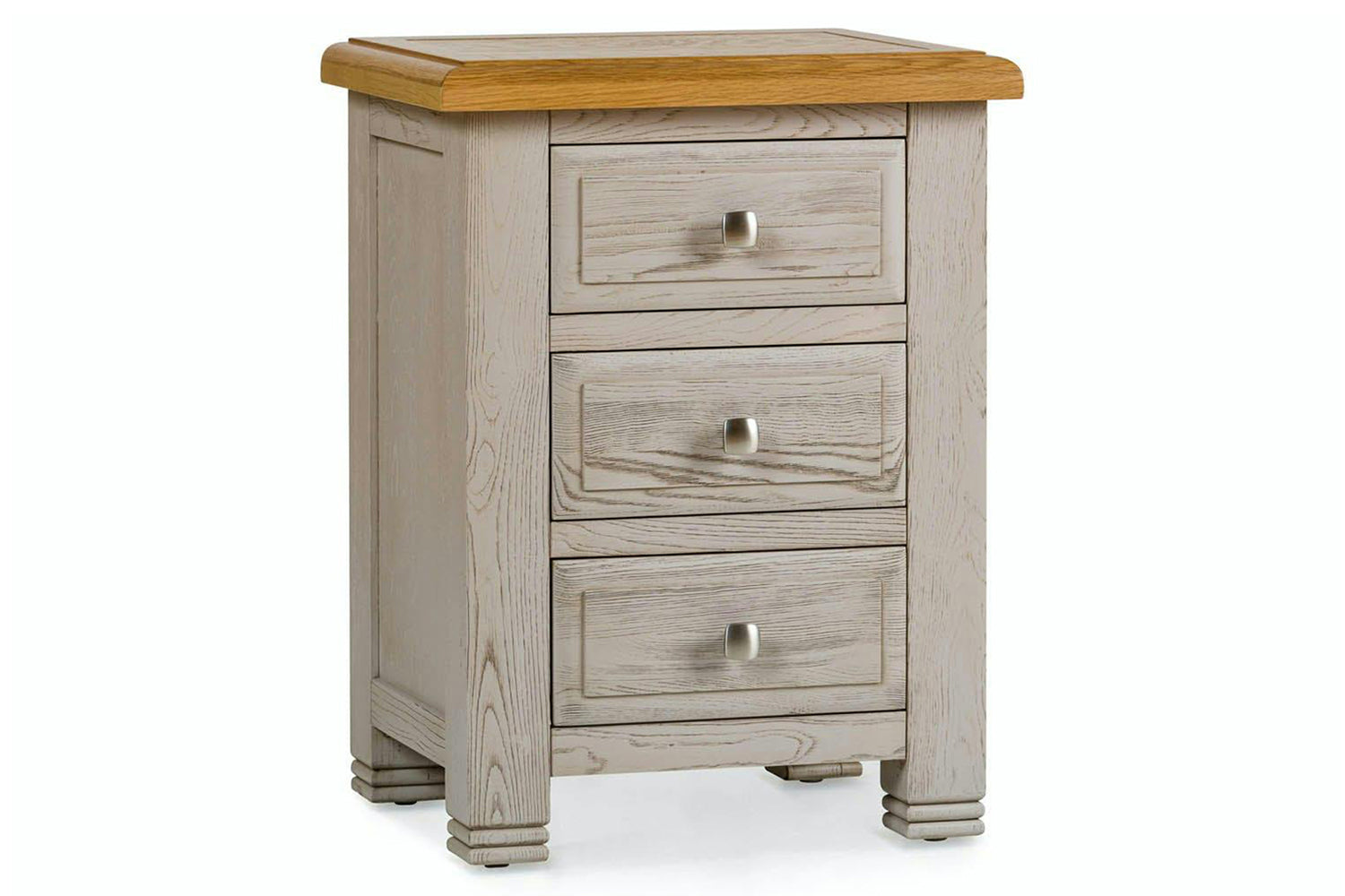Lancaster Bedside Locker | 3 Drawer | Aged Grey/Oak-4