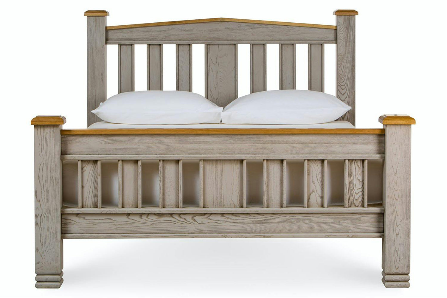 Lancaster Bed Frame | Double | 4ft6 | Aged Grey/Oak-2
