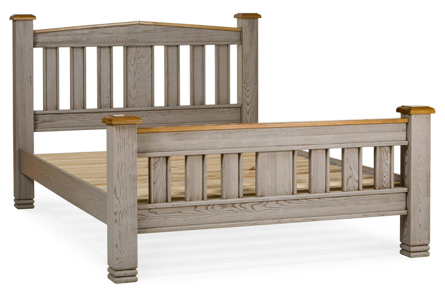 Lancaster Bed Frame | Double | 4ft6 | Aged Grey/Oak-4