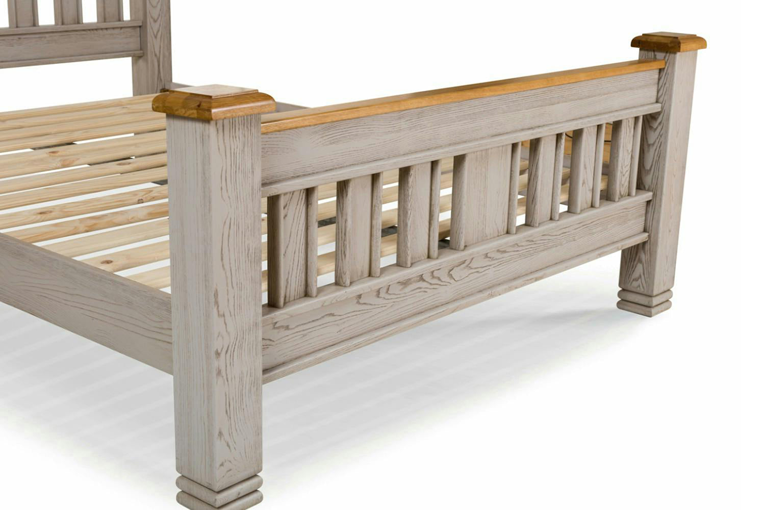 Lancaster Bed Frame | Double | 4ft6 | Aged Grey/Oak-7