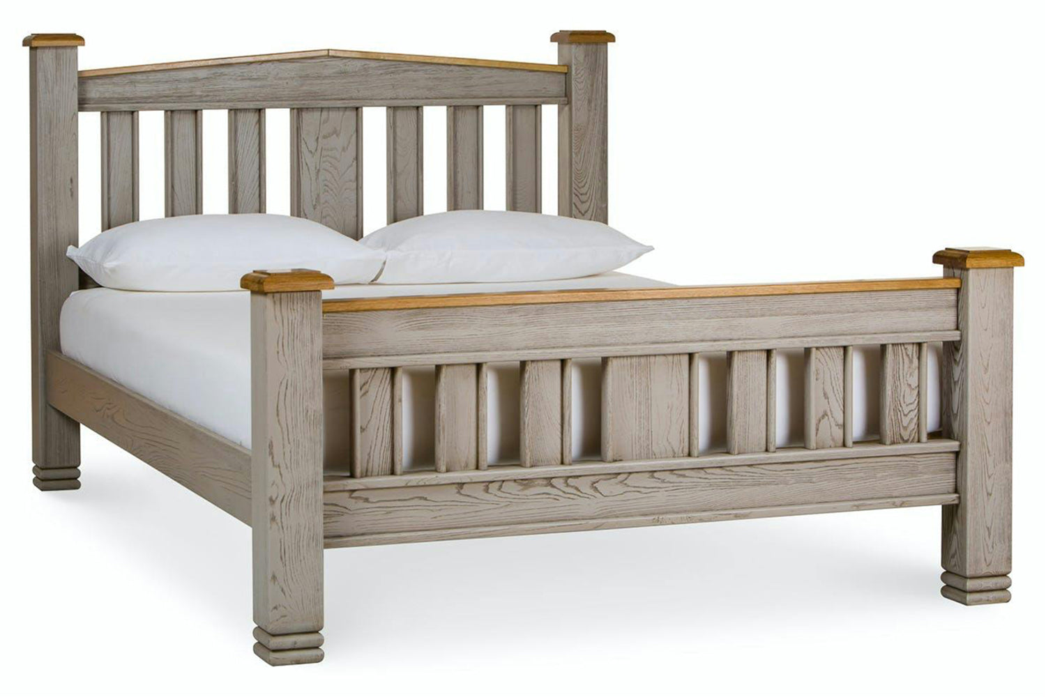 Lancaster Bed Frame | Double | 4ft6 | Aged Grey/Oak-9