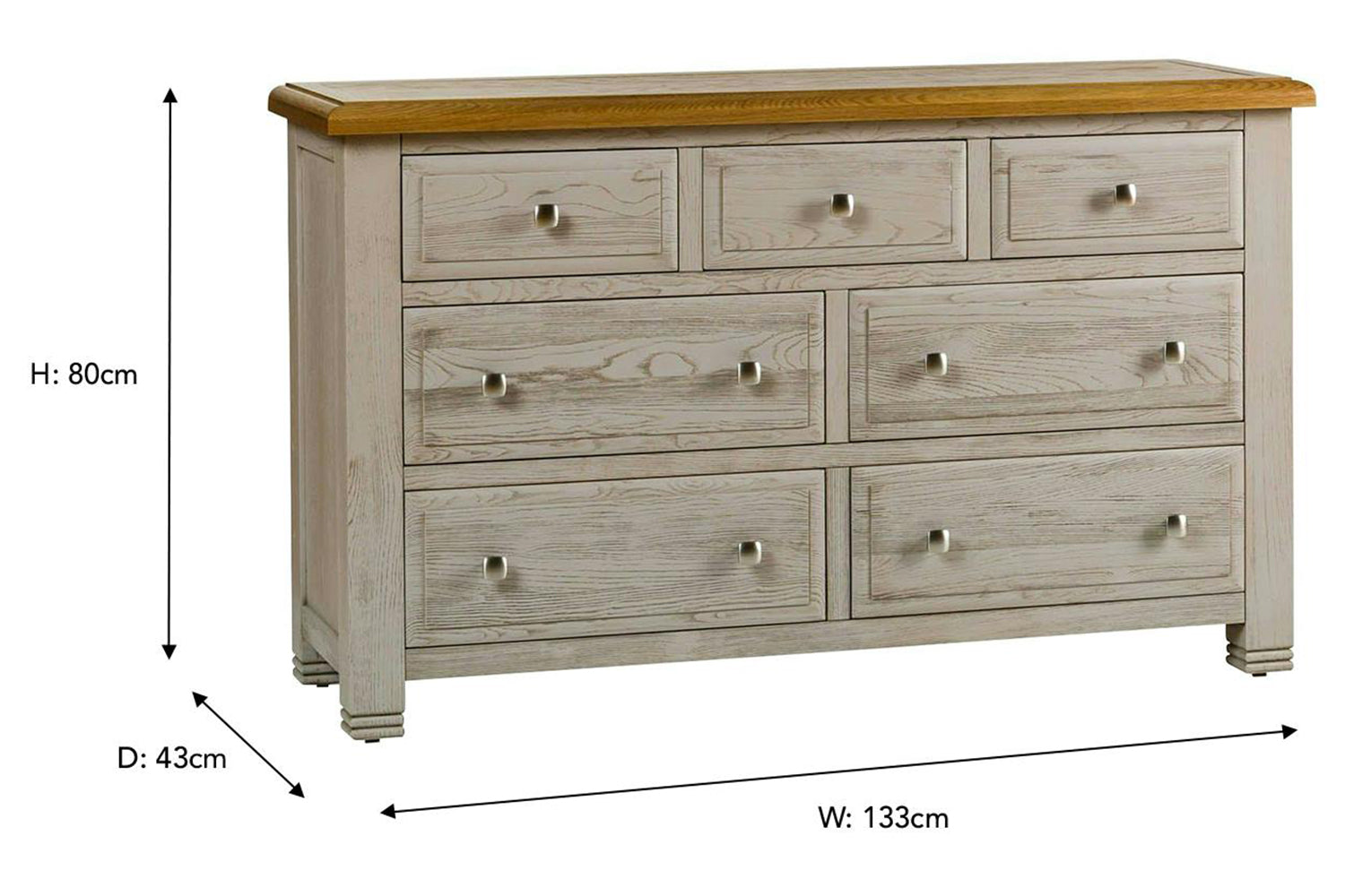 Lancaster Dresser | 3+4 Drawer | Aged Grey/Oak-3