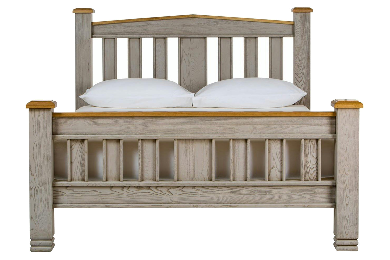 Lancaster Bed Frame | Super King | 6ft | Aged Grey/Oak-2