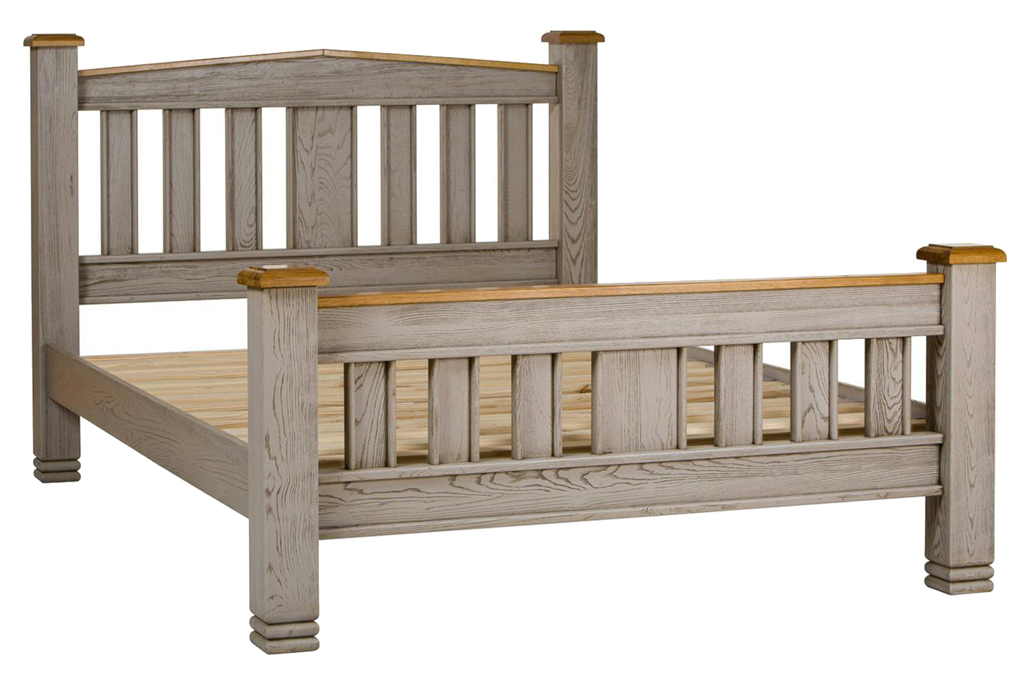 Lancaster Bed Frame | Super King | 6ft | Aged Grey/Oak-5