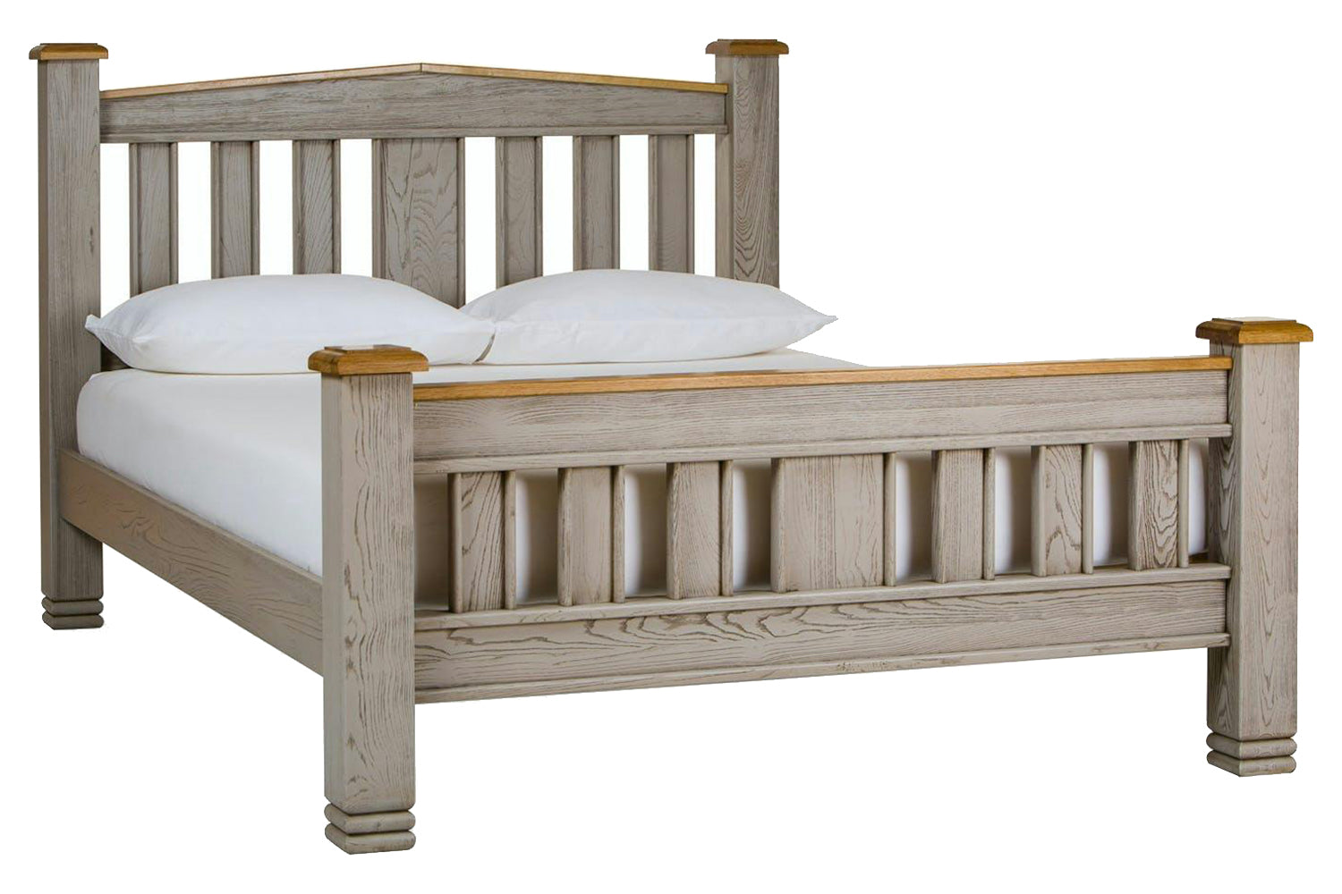 Lancaster Bed Frame | Super King | 6ft | Aged Grey/Oak-6