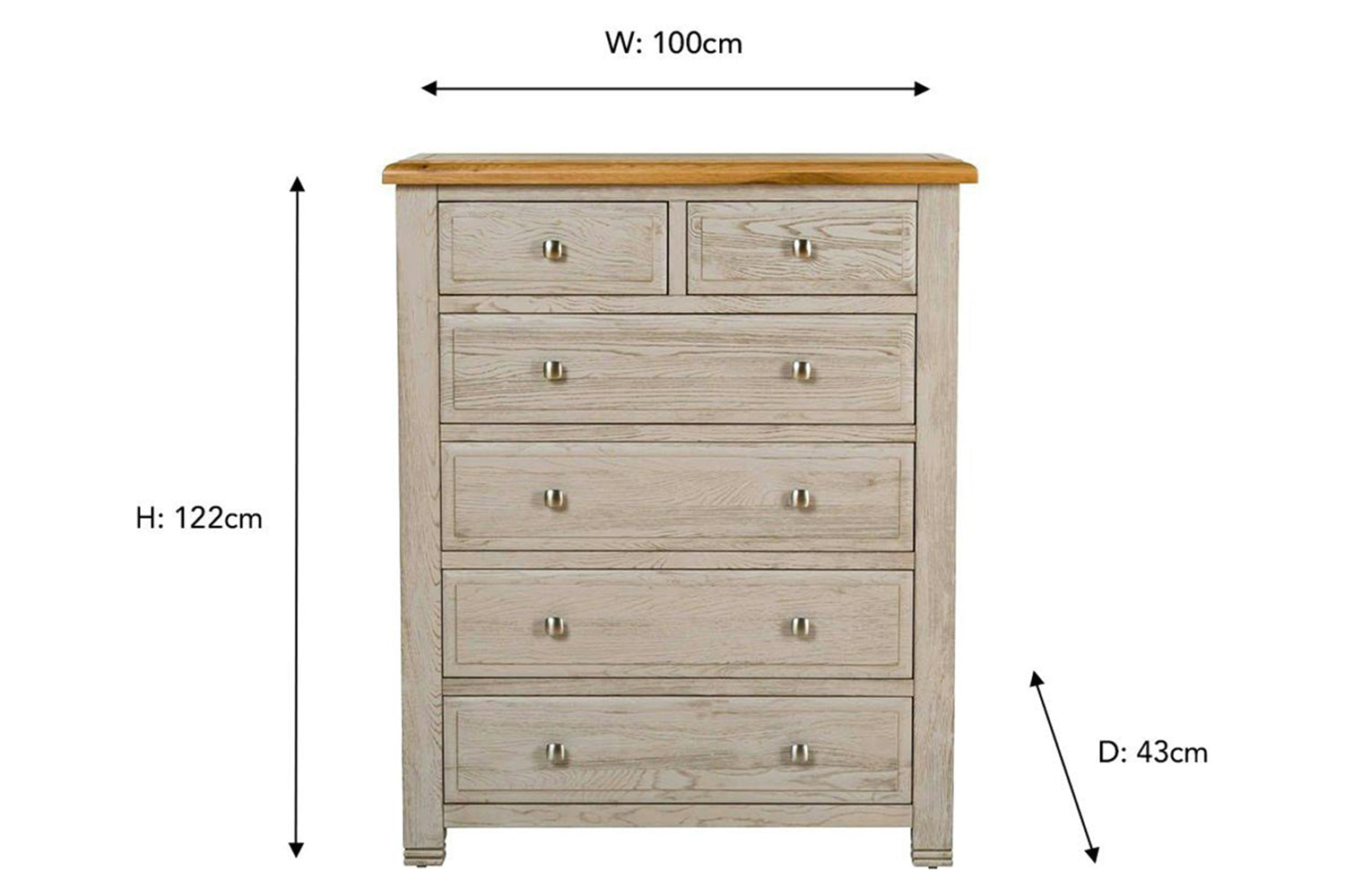Lancaster Chest Of Drawer | 2+4 Drawer | Aged Grey/Oak-3