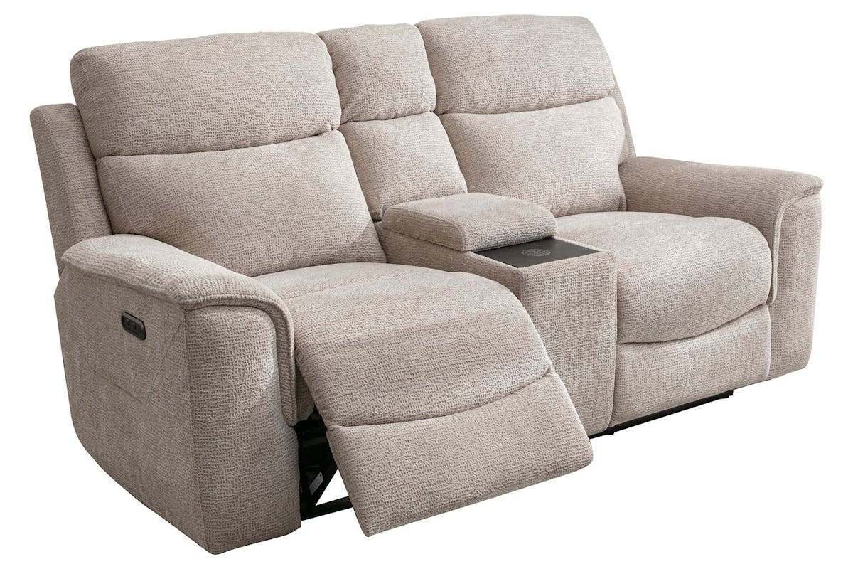 Kent 2 Seater Sofa | Console | Power Recliner | Fabric | Mink-3