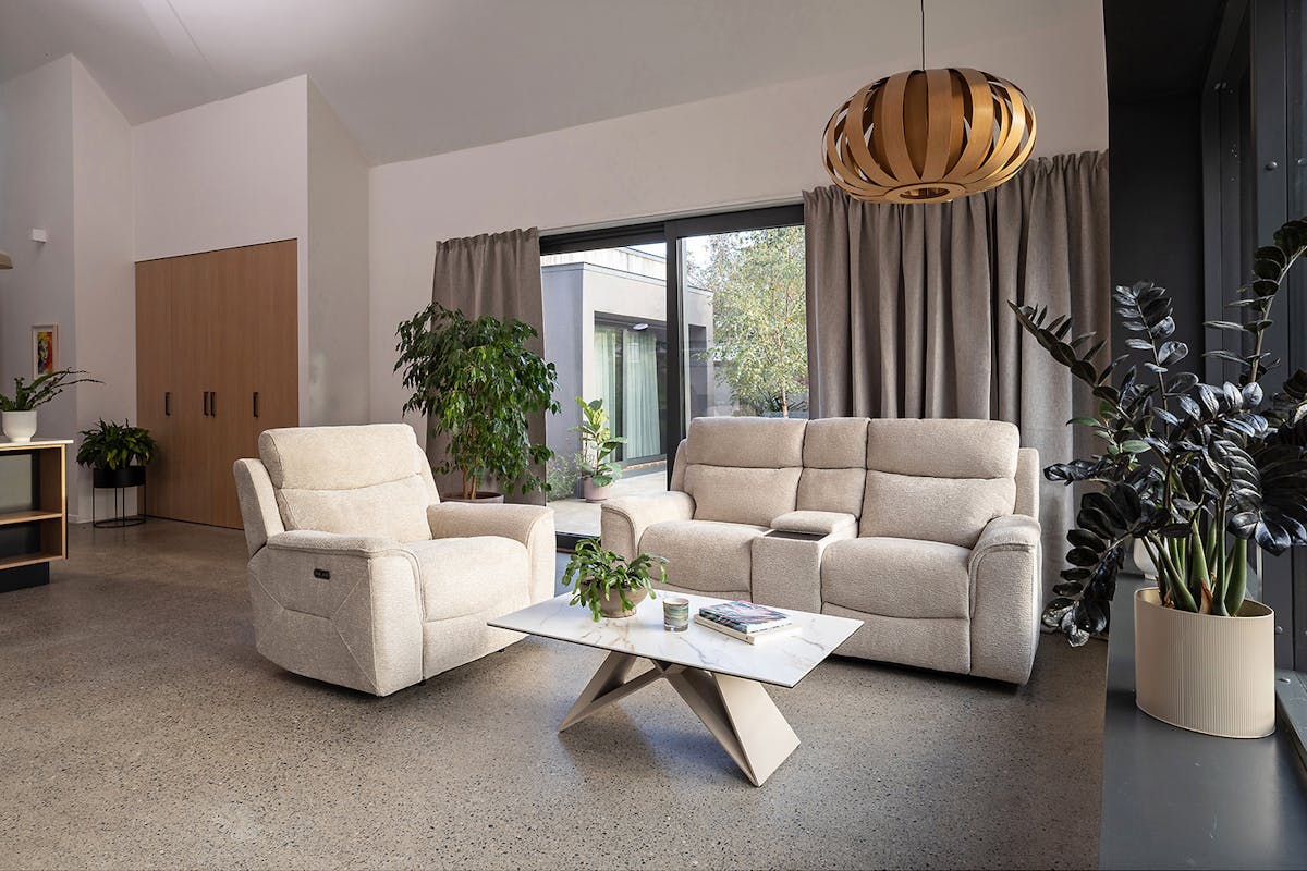 Kent 2 Seater Sofa | Console | Power Recliner | Fabric | Mink-6