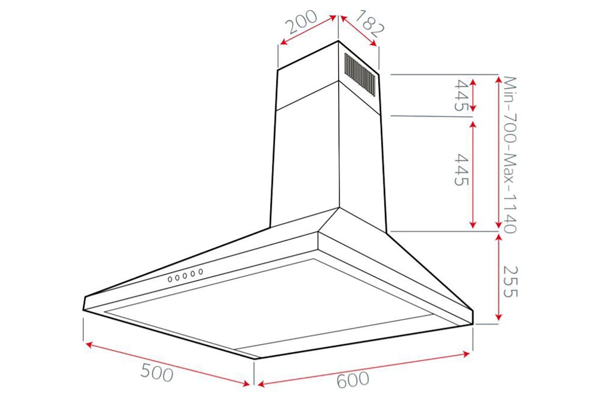 Luxair 60cm Delta Cooker Hood | LA-60-DELTA-SS-7