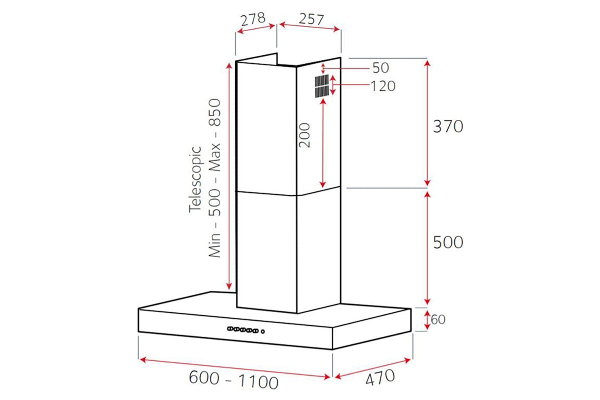 Luxair 60cm Flat Cooker Hood | LA-60-FLT-BLK-7