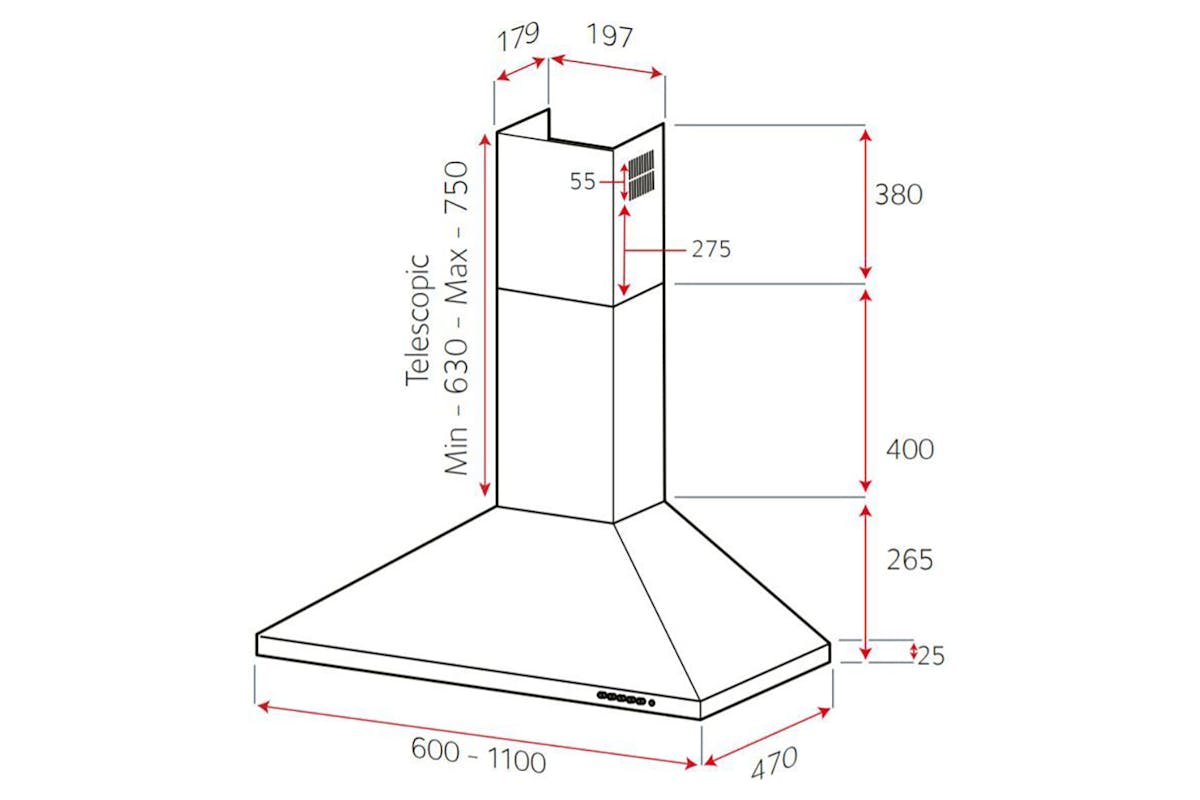 Luxair 80cm Premium Chimney Hood | LA-80-STD-BLK-6