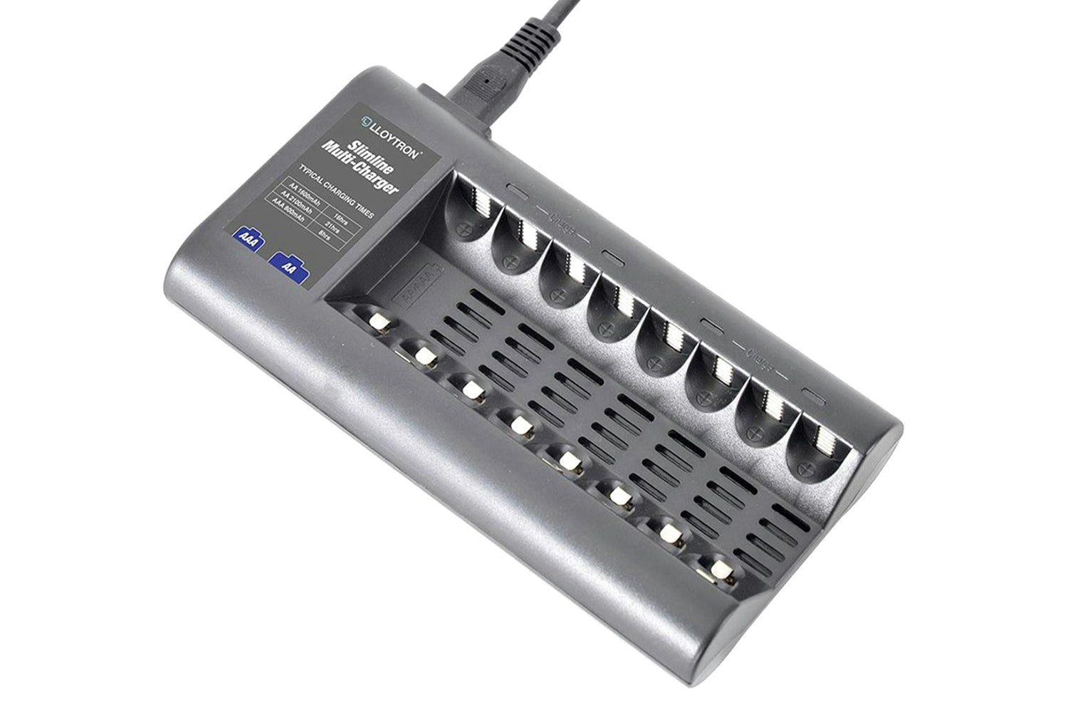 Lloytron Slimline 8x AA/AAA Multi-Charger for NiMH Batteries