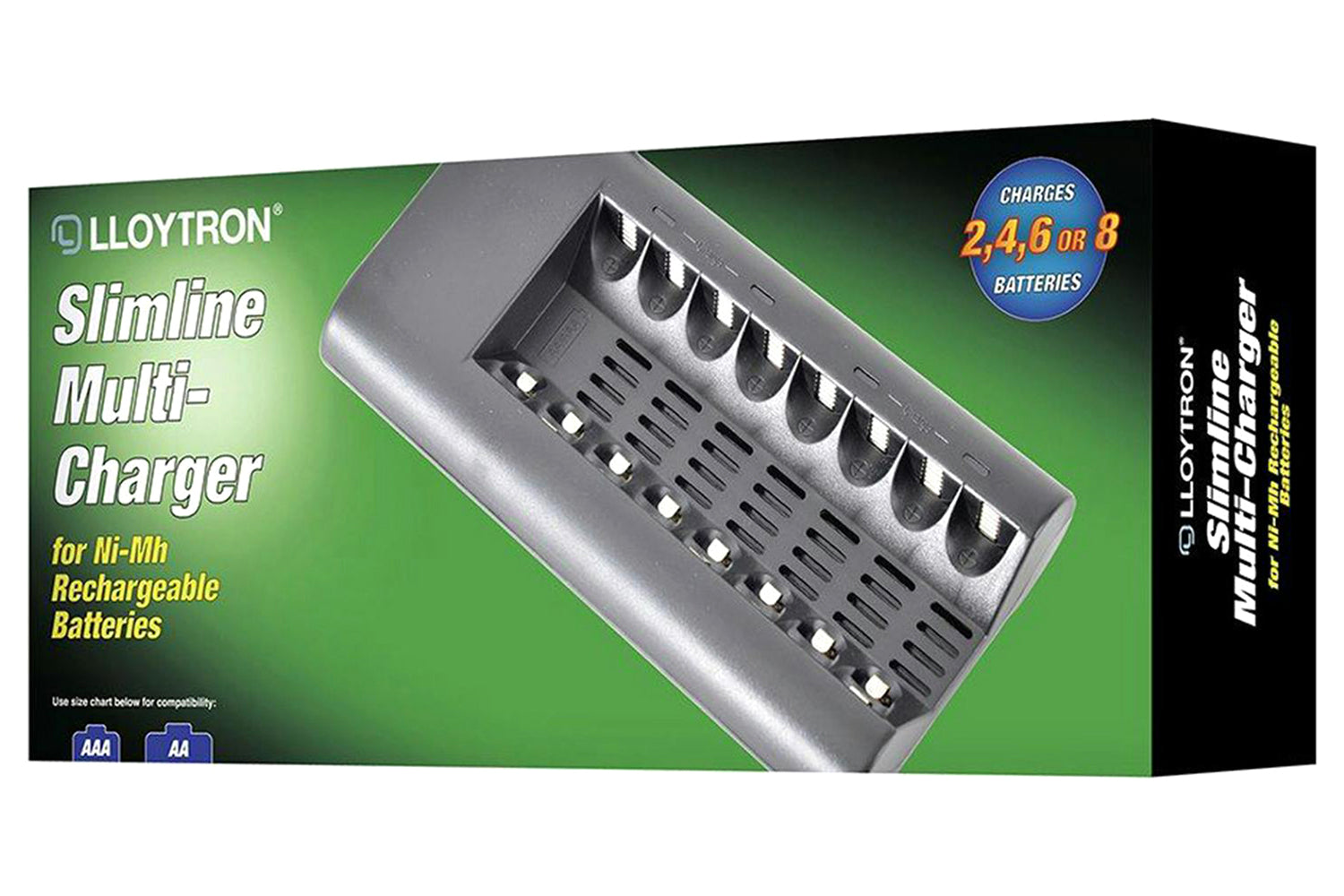 Lloytron Slimline 8x AA/AAA Multi-Charger for NiMH Batteries-2