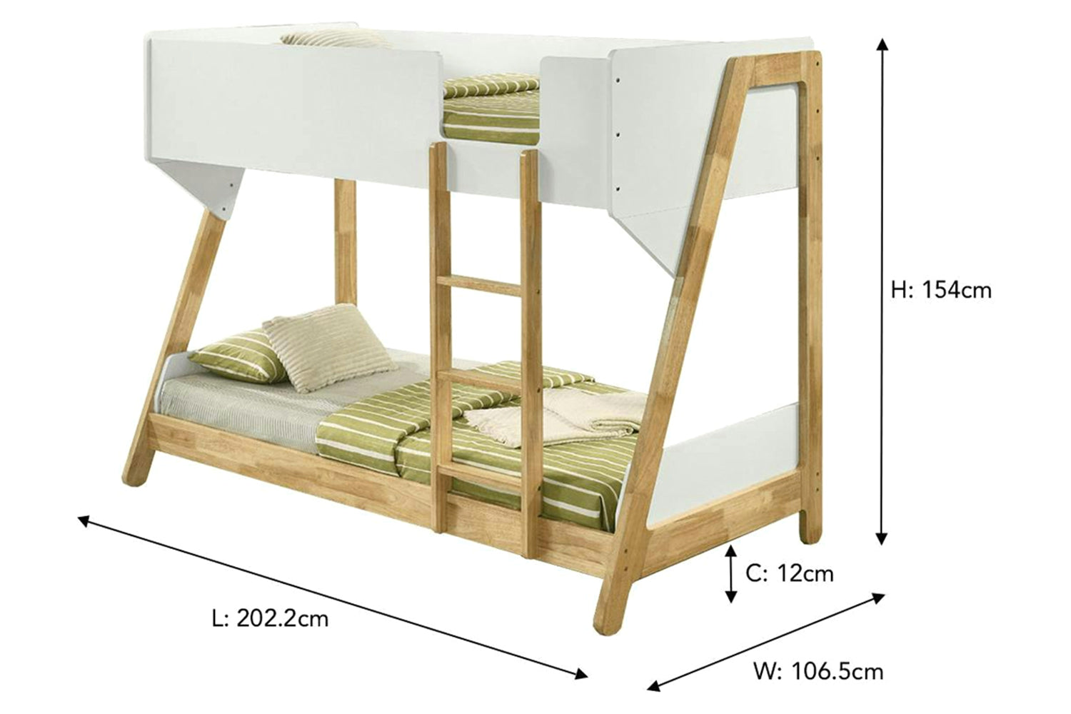 Daniel Bunk Bed | White/Natural-3