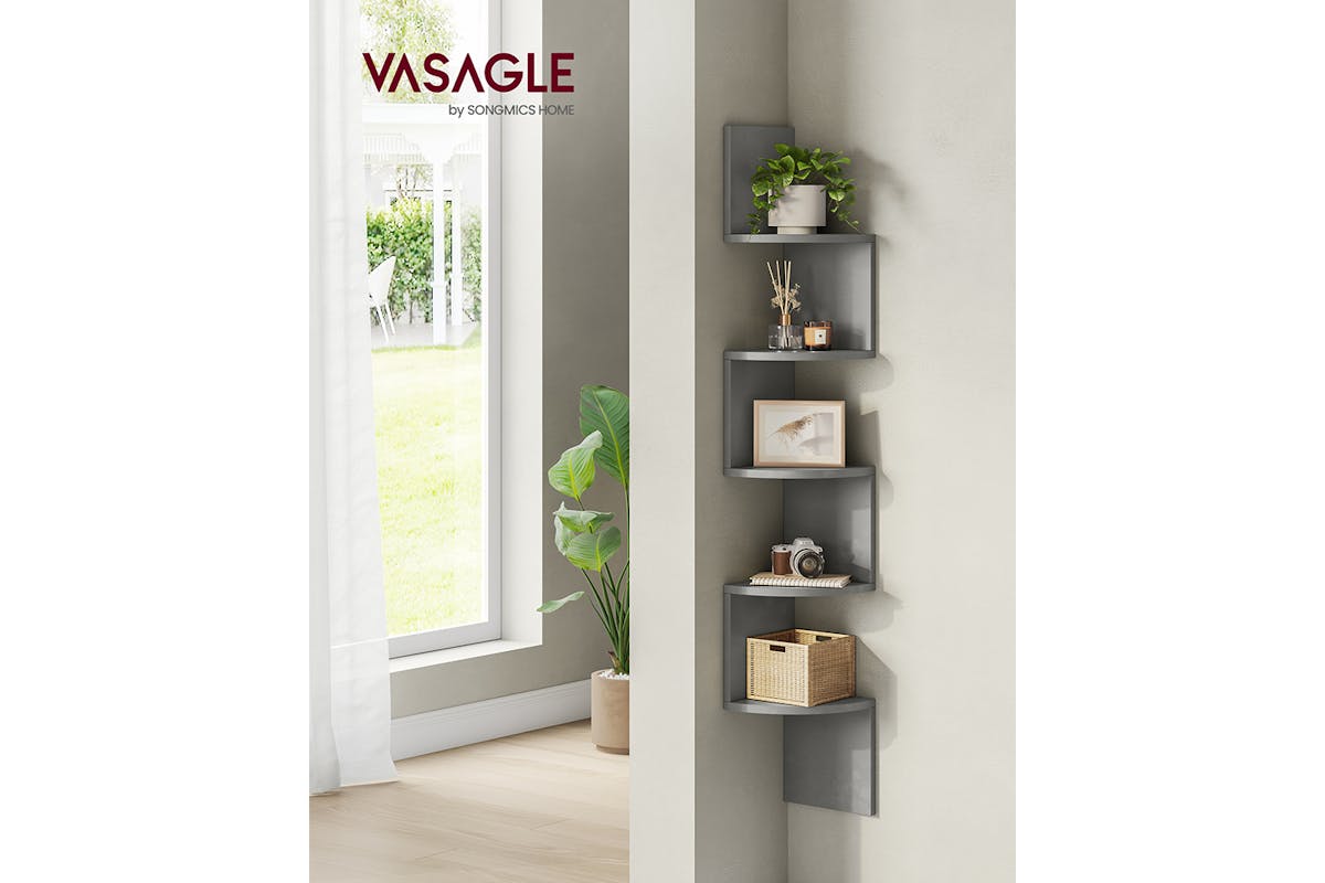 Vasagle Corner Shelf with 5 Shelves | Dove Grey-3