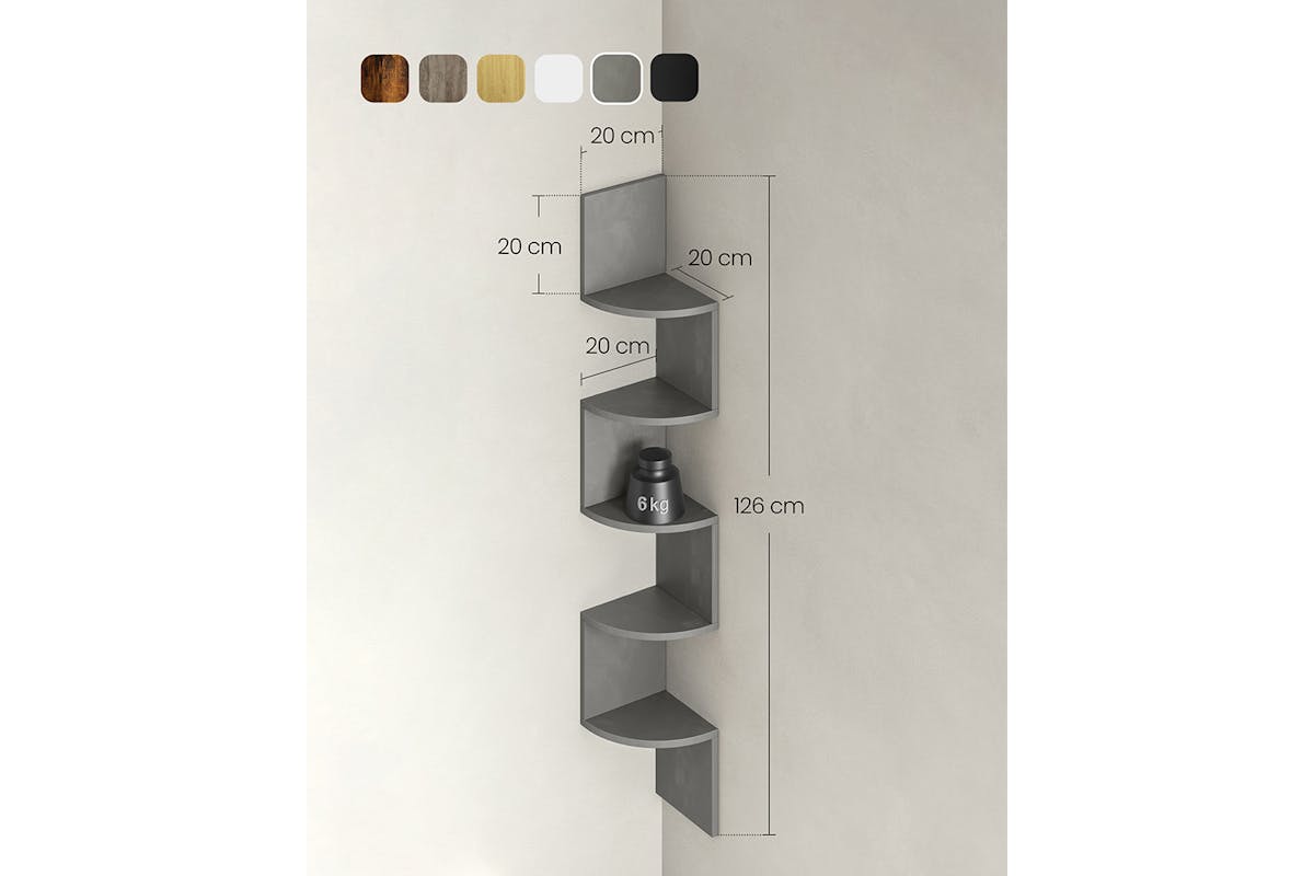 Vasagle Corner Shelf with 5 Shelves | Dove Grey-5