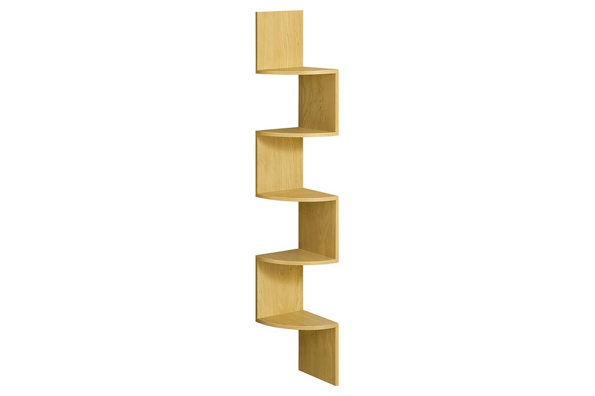 Vasagle Floating Corner Shelf | 5 Shelves | Natural Oak