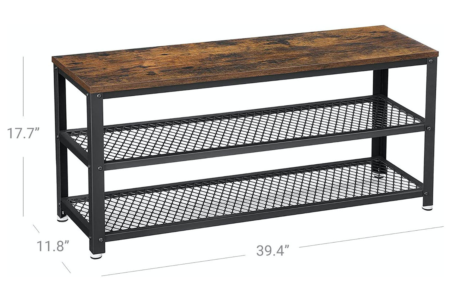 Vasagle 3-tier Shoe Storage Bench | Rustic Brown & Black-6