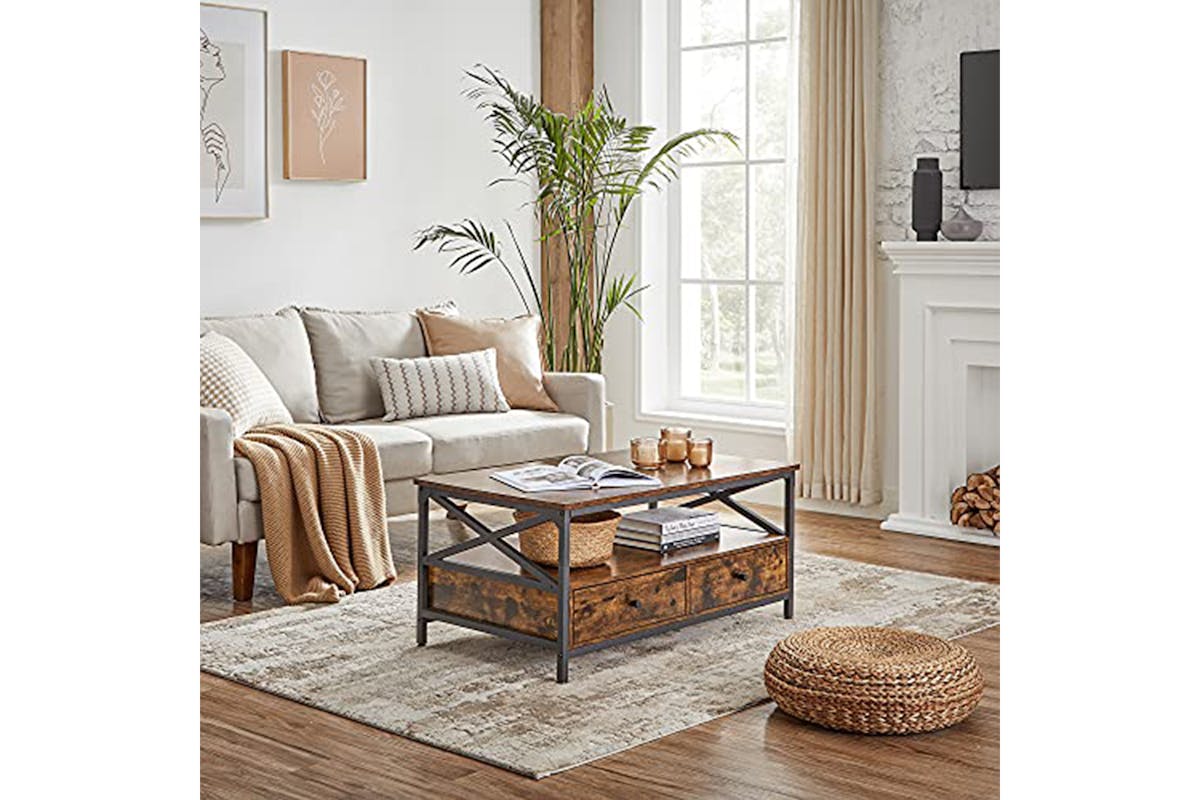 Vasagle Coffee Table | Rustic Brown/Black-2