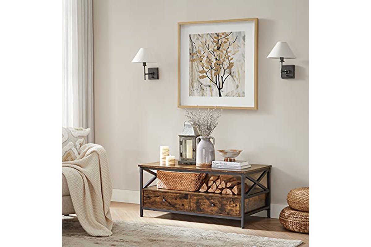 Vasagle Coffee Table | Rustic Brown/Black-4