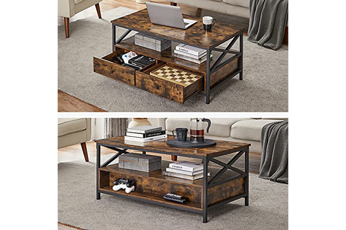 Vasagle Coffee Table | Rustic Brown/Black-5