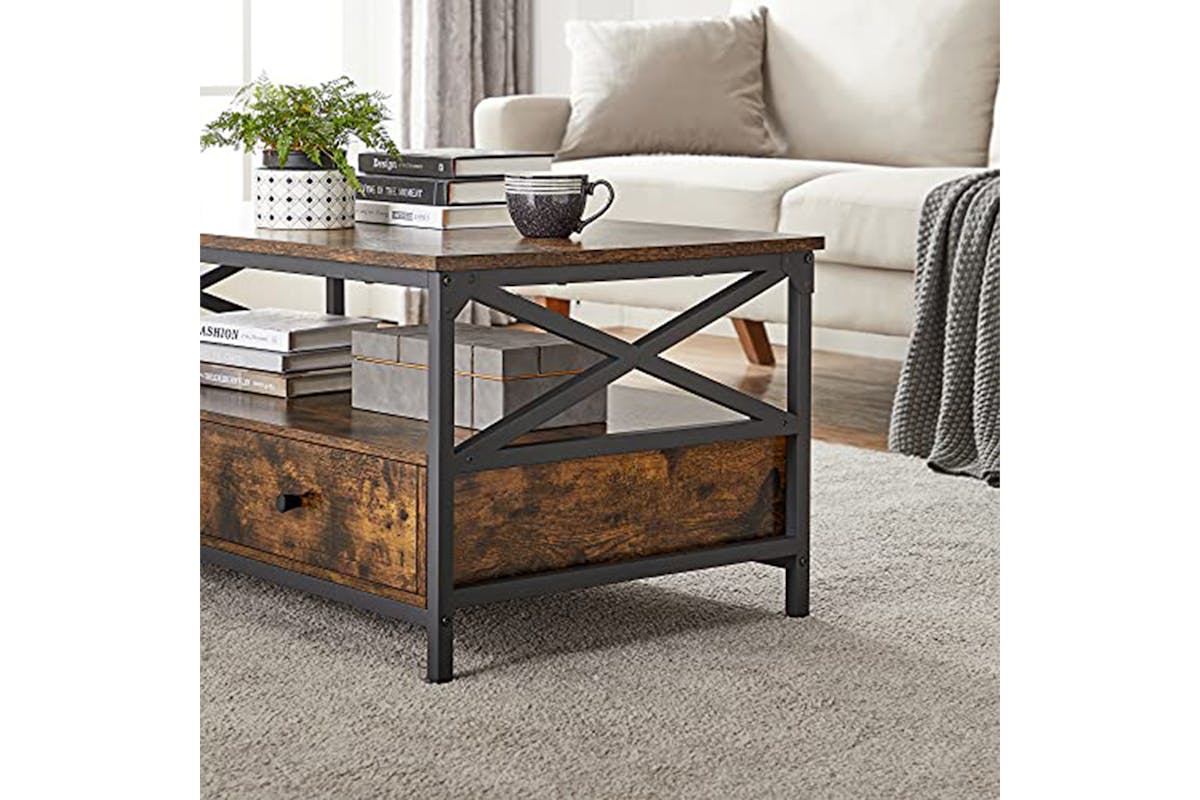Vasagle Coffee Table | Rustic Brown/Black-6