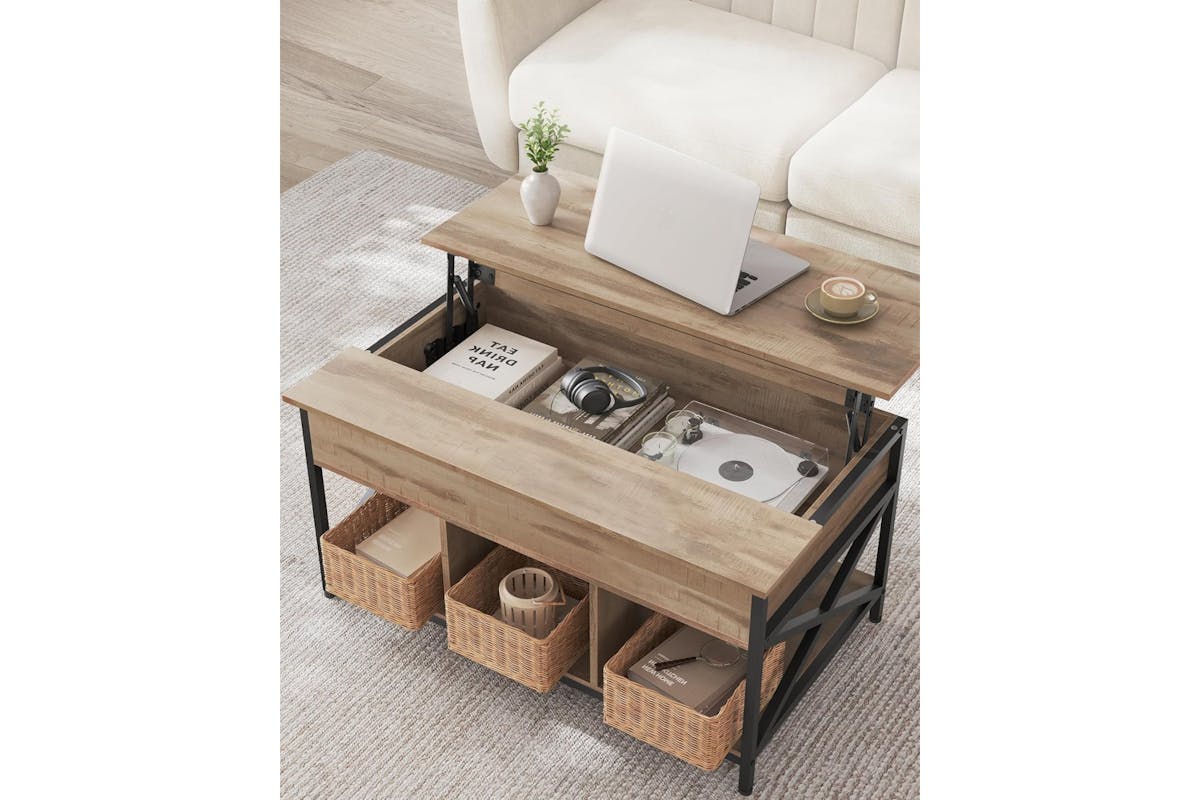Vasagle Coffee Table | Camel Brown/Black-4