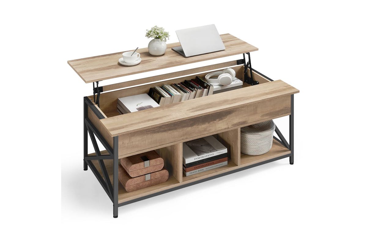 Vasagle Coffee Table | Steel & Particleboard | Camel Brown & Black | 120 X 60 X 48-62 Cm [Ex-Display - DC250587-000261]