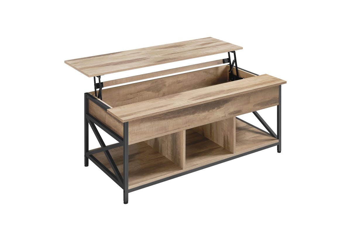 Vasagle Coffee Table | Steel & Particleboard | Camel Brown & Black | 120 X 60 X 48-62 Cm [Ex-Display - DC250587-000261]-2
