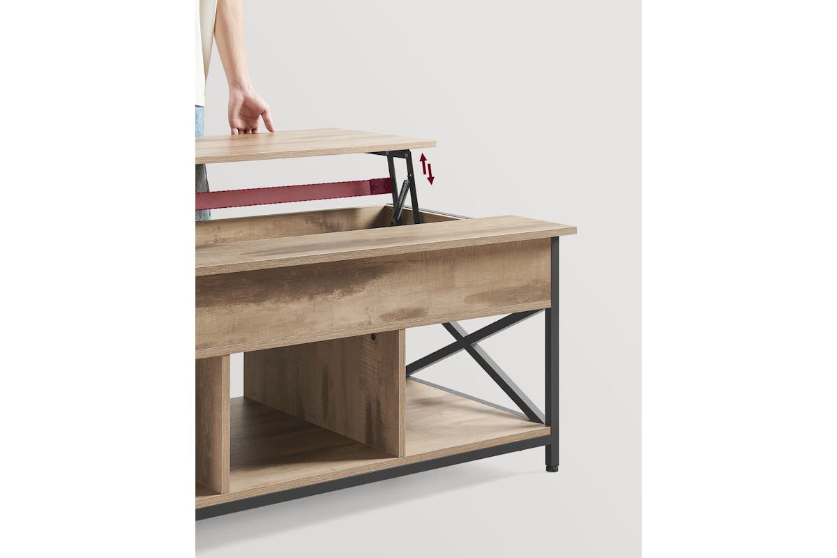 Vasagle Coffee Table | Steel & Particleboard | Camel Brown & Black | 120 X 60 X 48-62 Cm [Ex-Display - DC250587-000261]-8