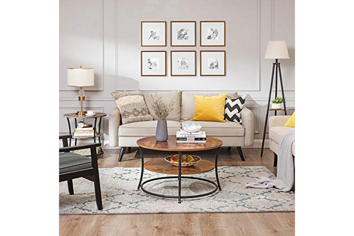 Vasagle Round Coffee Table | Rustic Brown-3