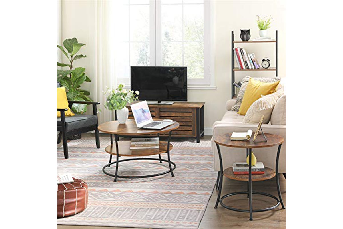 Vasagle Round Coffee Table | Rustic Brown-2