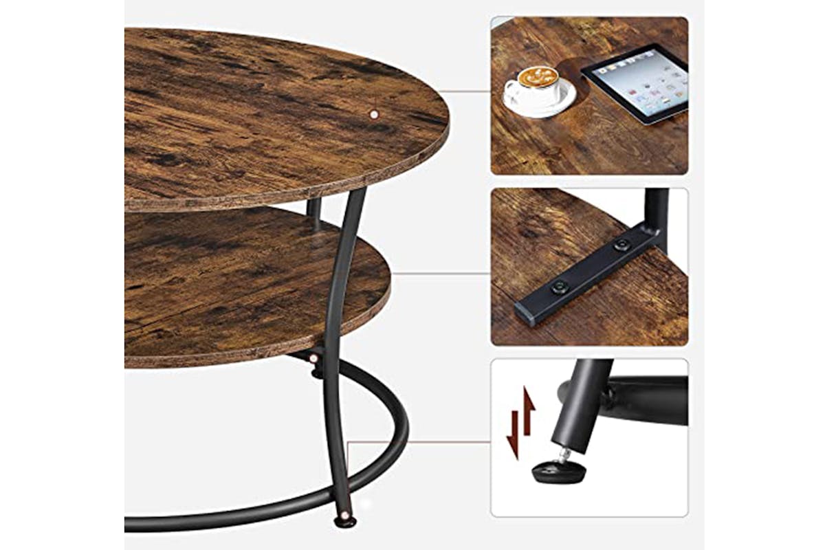 Vasagle Round Coffee Table | Rustic Brown-6