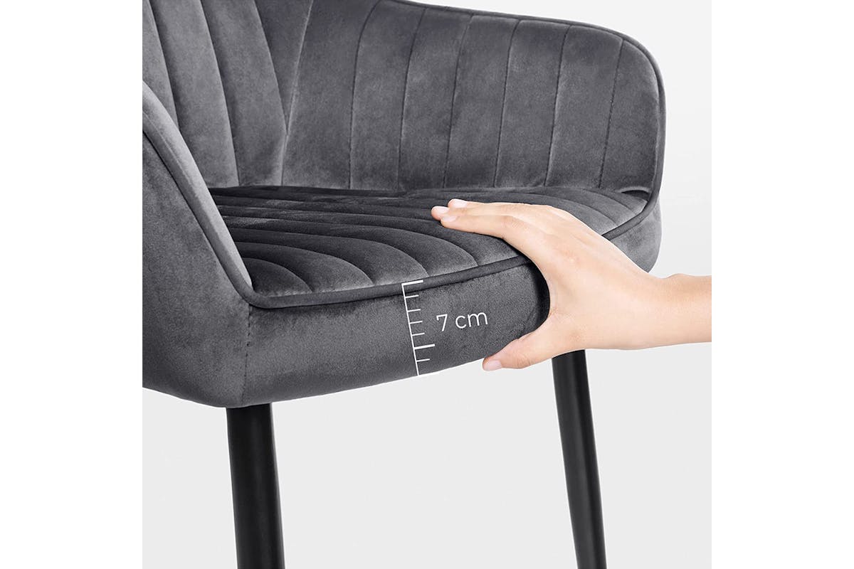 Songmics Dining Chair | Velvet | Grey/Black-3
