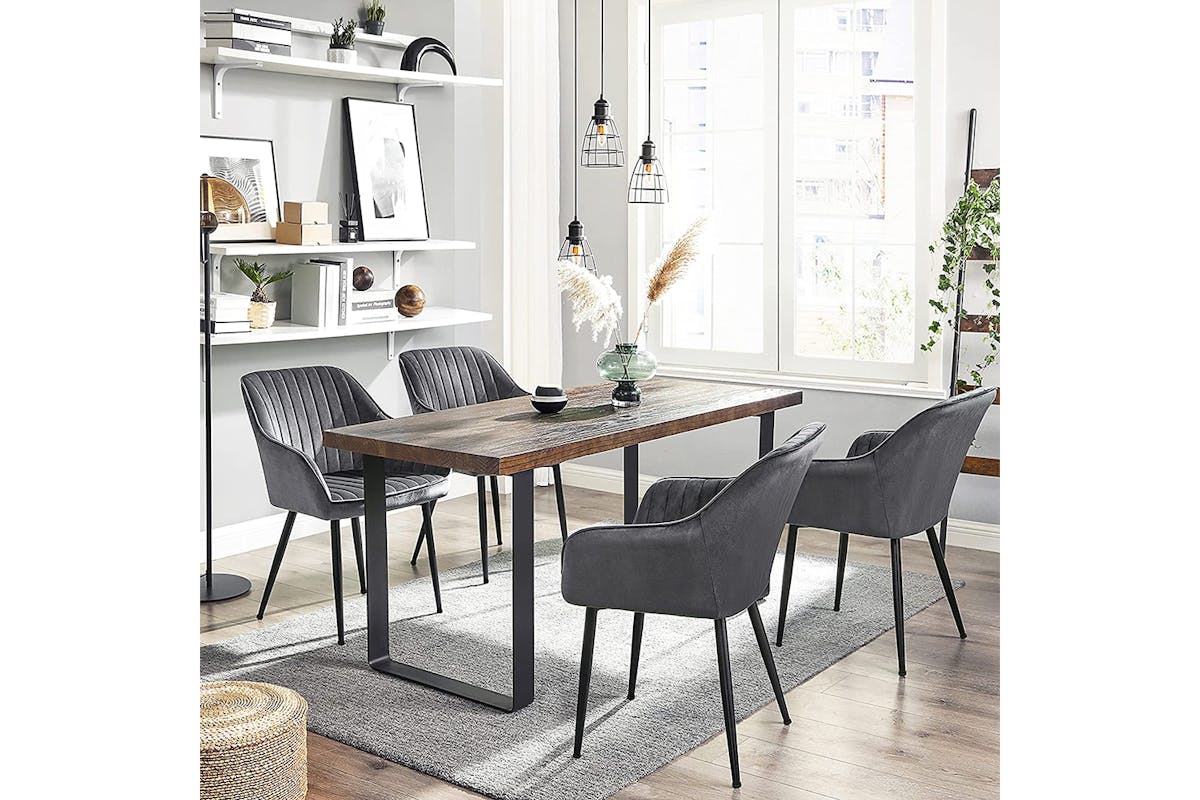 Songmics Dining Chair | Velvet | Grey/Black-4
