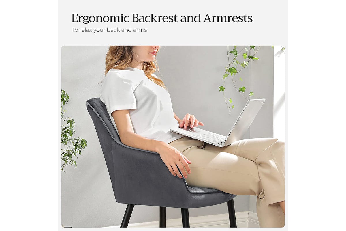 Songmics Dining Chair | Velvet | Grey/Black-5