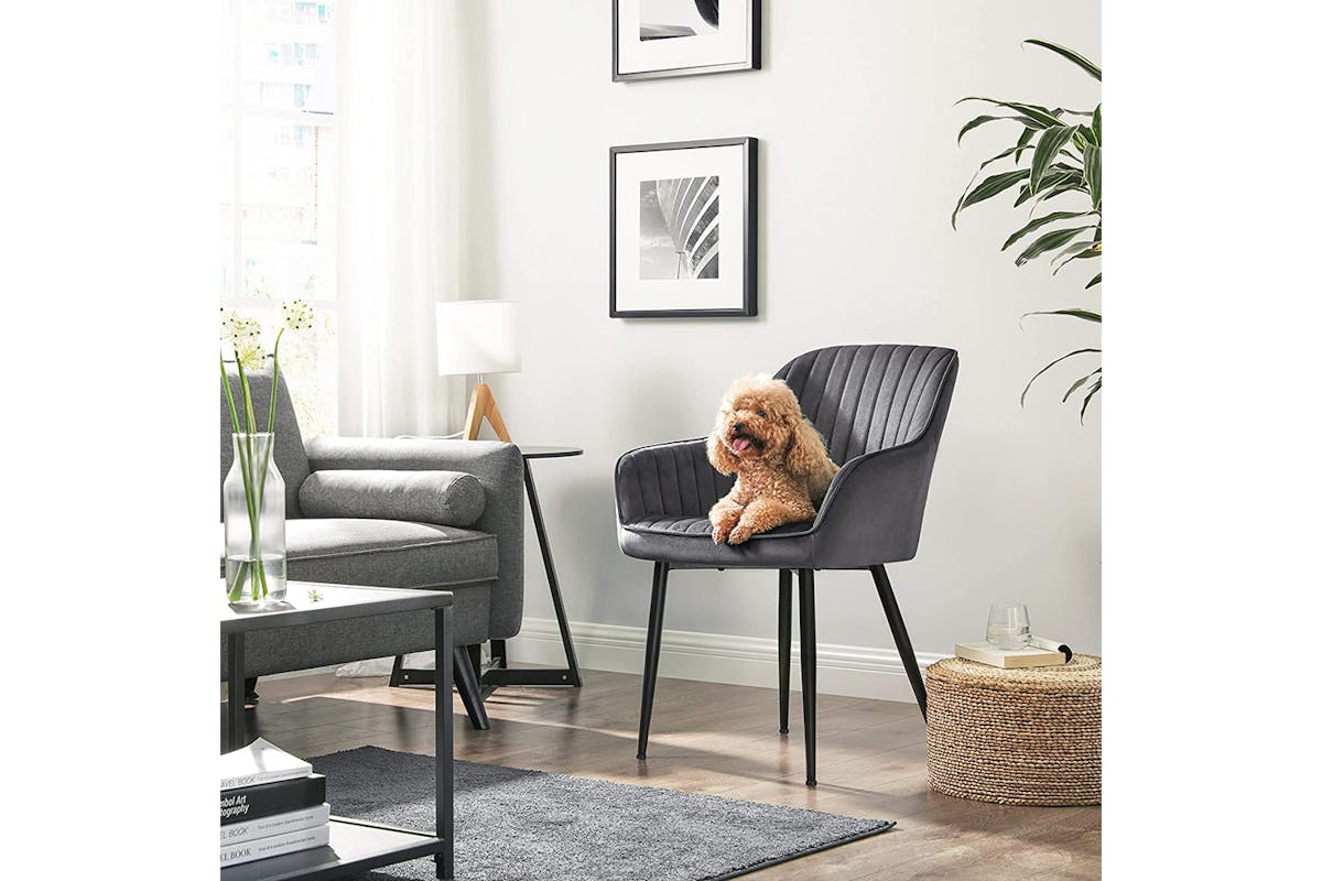 Songmics Dining Chair | Velvet | Grey/Black-6