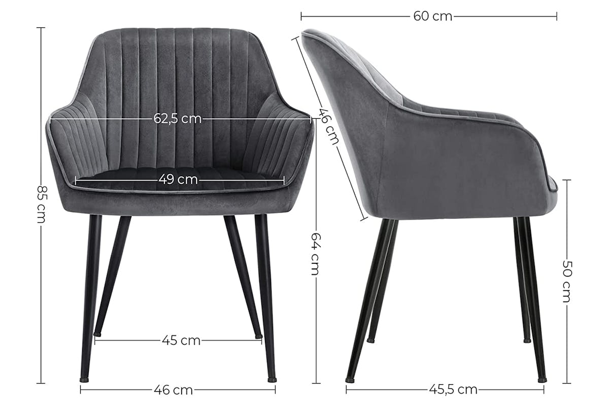 Songmics Dining Chair | Velvet | Grey/Black-7