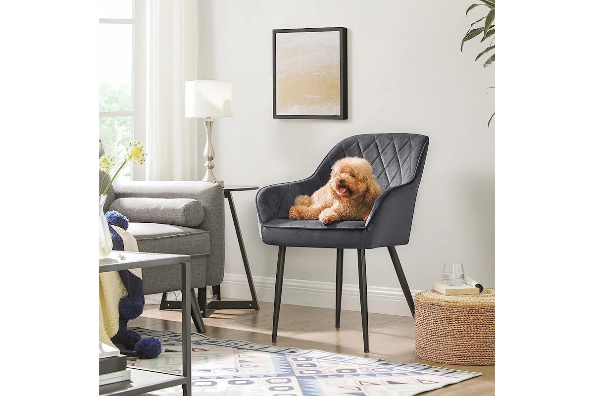 Songmics Carver Dining Chair | Velvet | Grey-3