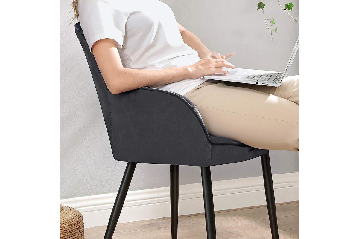 Songmics Carver Dining Chair | Velvet | Grey-4