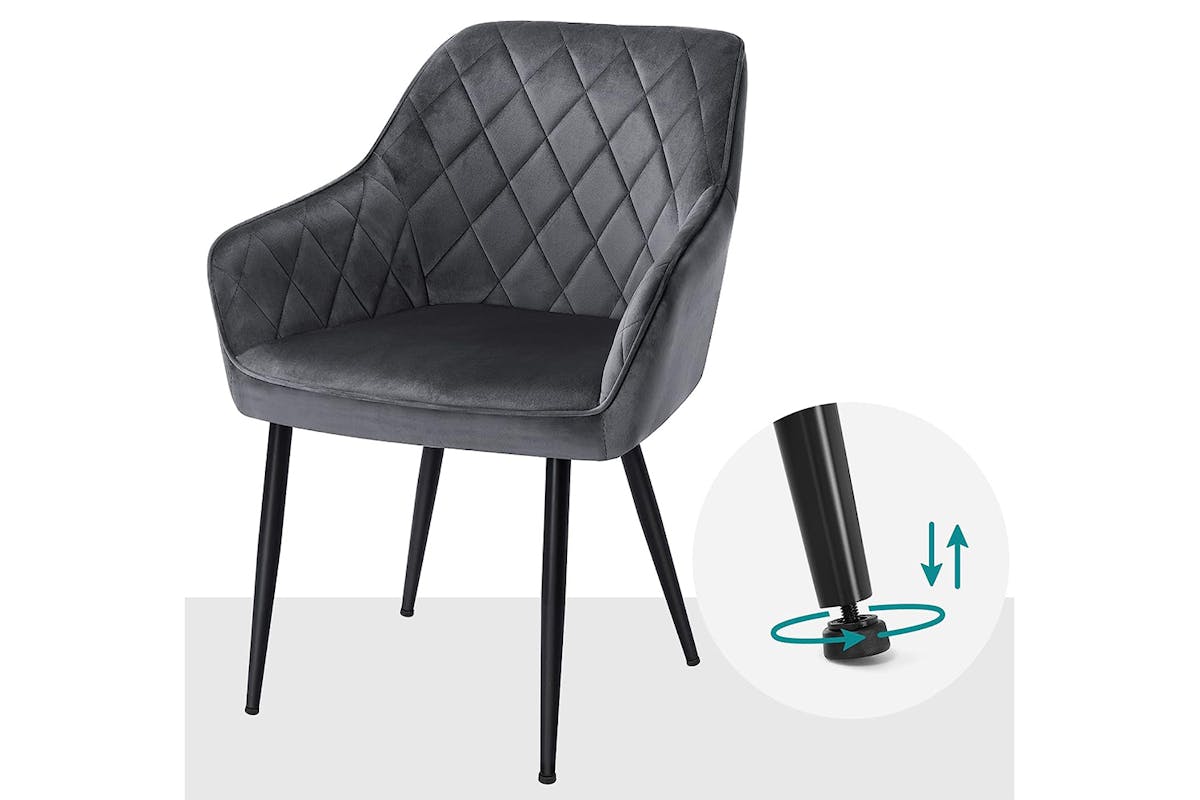 Songmics Carver Dining Chair | Velvet | Grey-5