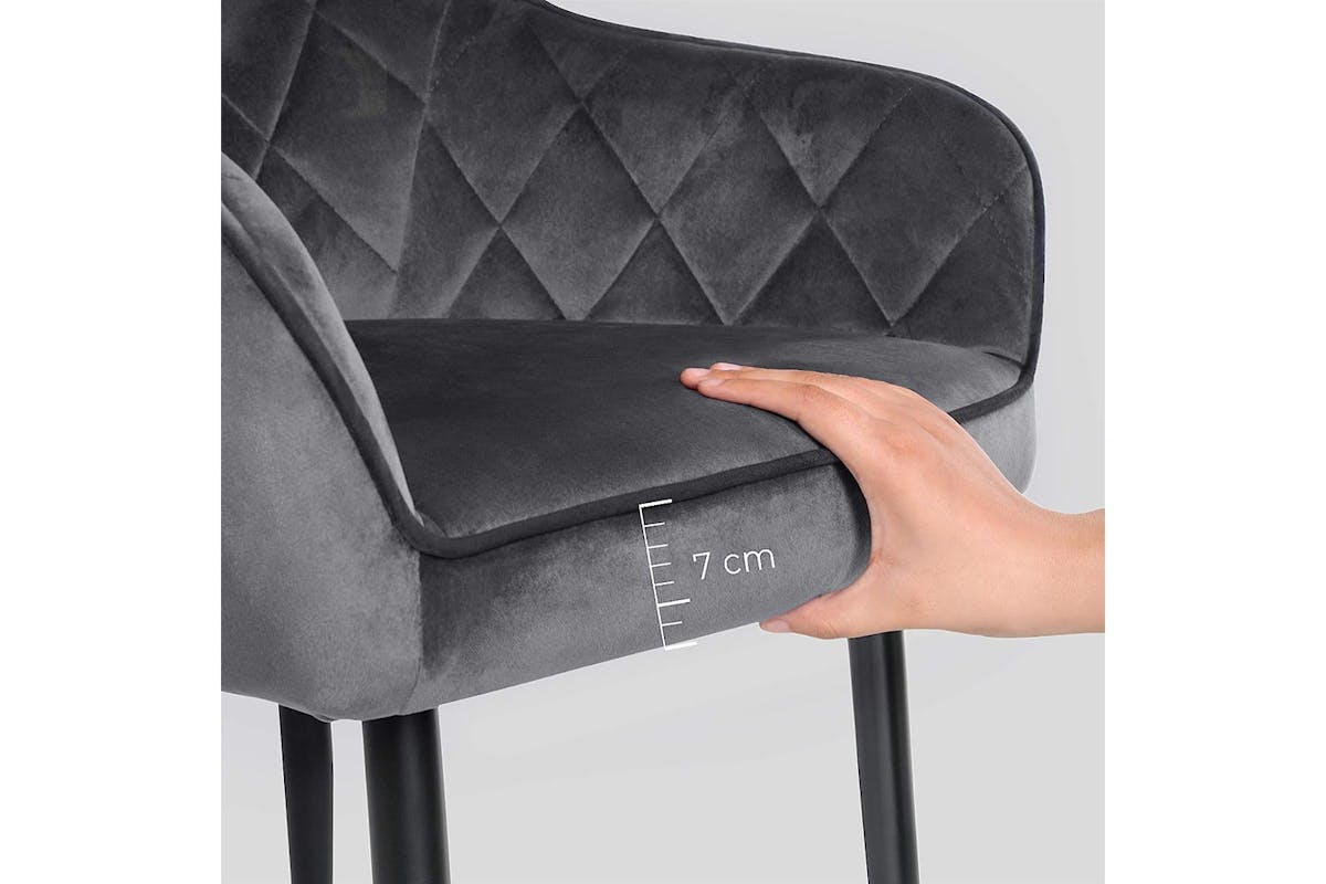 Songmics Carver Dining Chair | Velvet | Grey-6