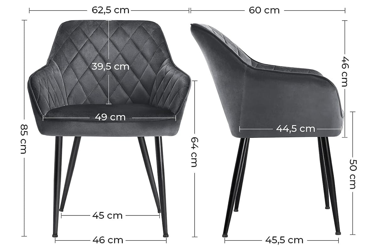 Songmics Carver Dining Chair | Velvet | Grey-7