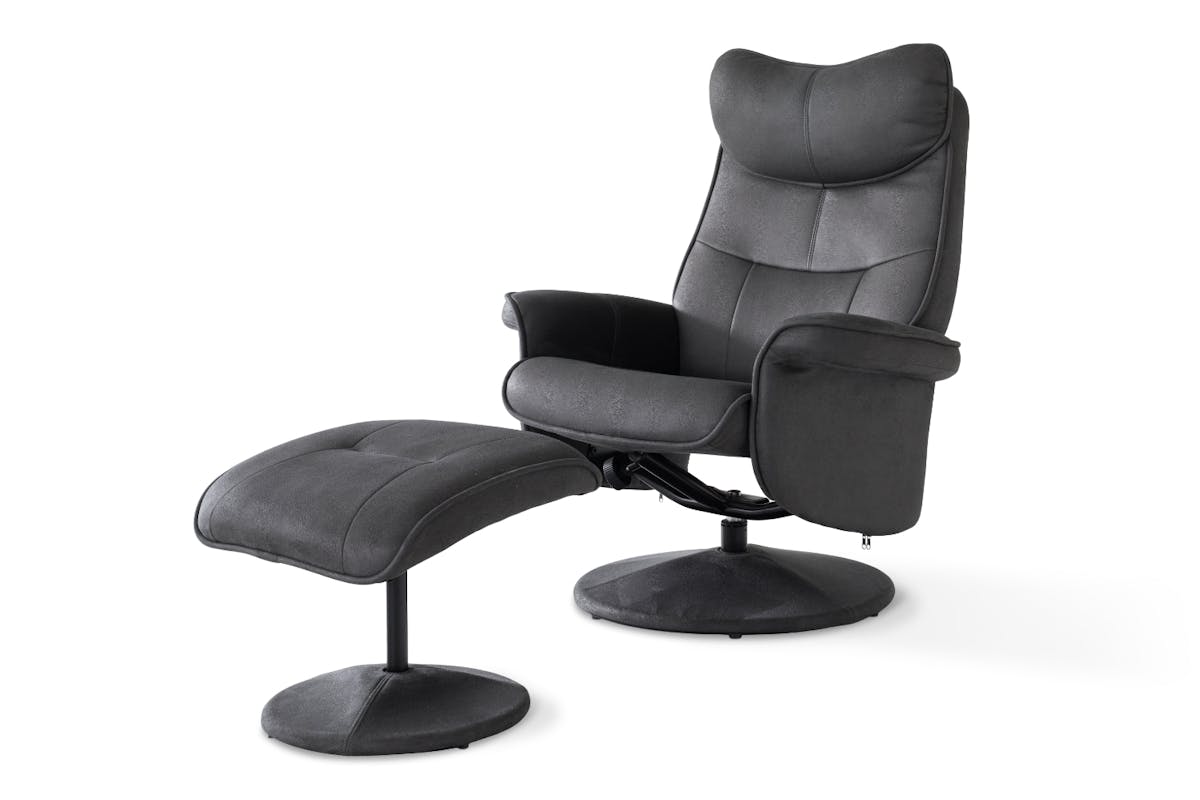 Levi Recliner with Footstool | Slate-12